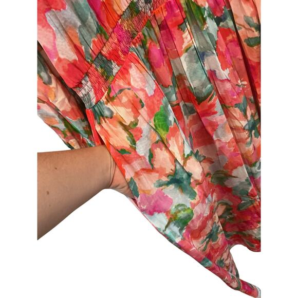 Soft Surroundings Womens Maxi Dress Sz Medium Chiffon Watercolor Floral Feminine - Picture 8 of 10